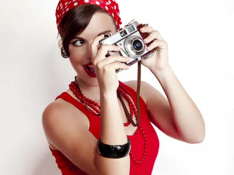 фотоаппарат, красивая, настроение, фотографическое