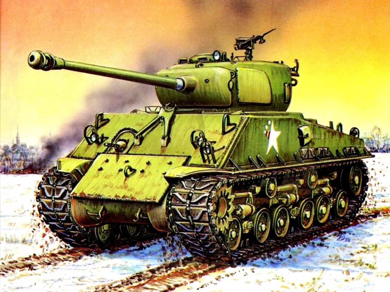 зима, &amp;quot;шерман&amp;quot;, снег, м4азе8, поле, арт