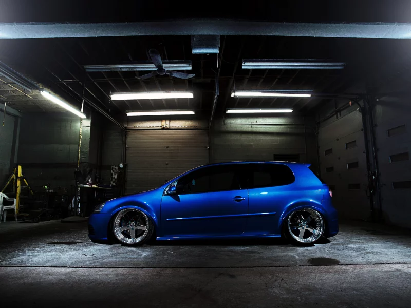 гольф, golf, сбоку, gti, low, тюнинг, синий, volkswagen