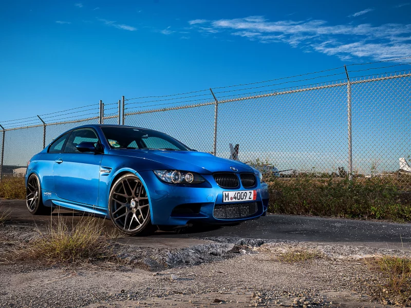 blue, вид спереди, дневной свет, bmw, синий, m3, e92, бмв