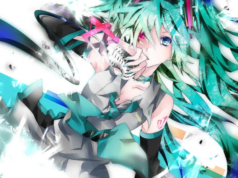 арт, арт, вокалоид, tyouya, микрофон, vocaloid, hatsune miku, девушка