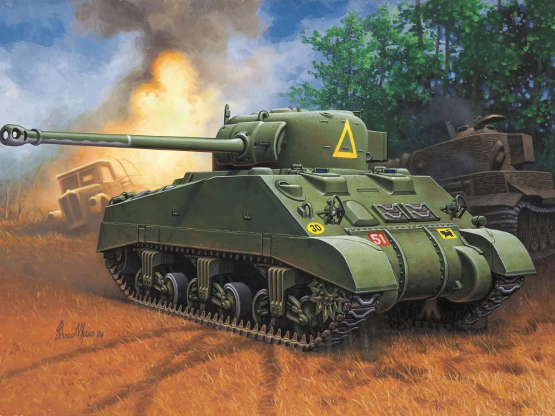 17-фунтовое, sherman, поле, firefly, бой, арт, танк, орудие, vc