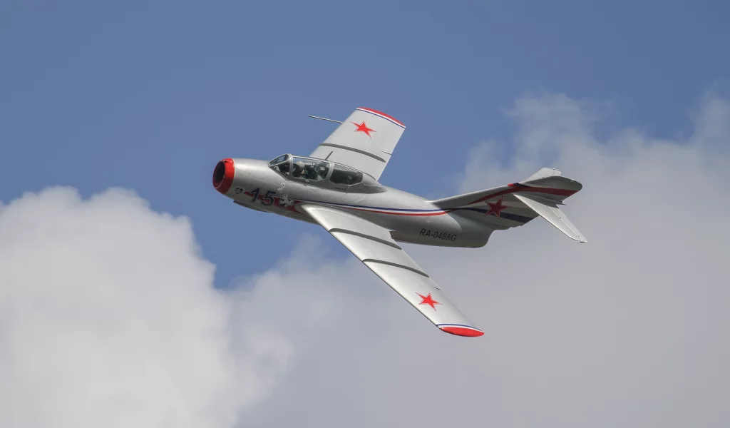 полет, небо, истребитель, миг-15
