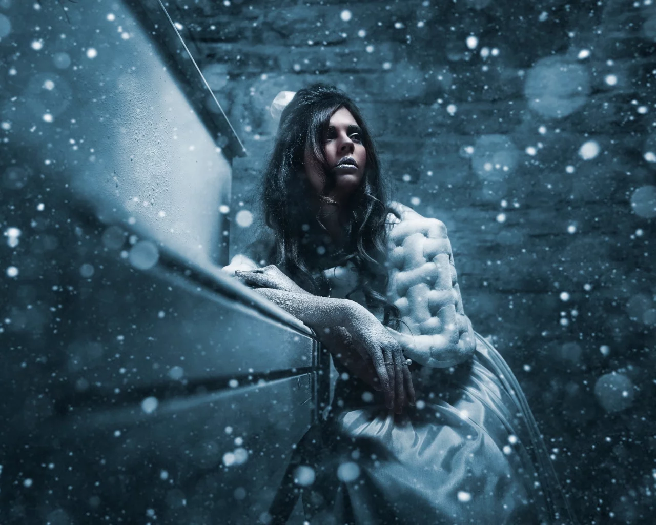 девушка, снег, холод, winter queen