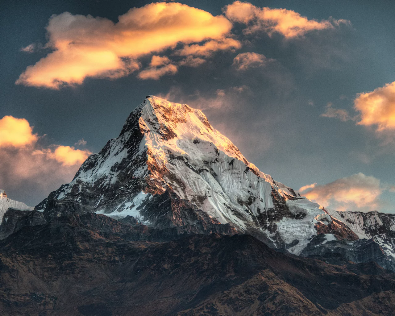 вершина, гора, nepal, снег, poon hill