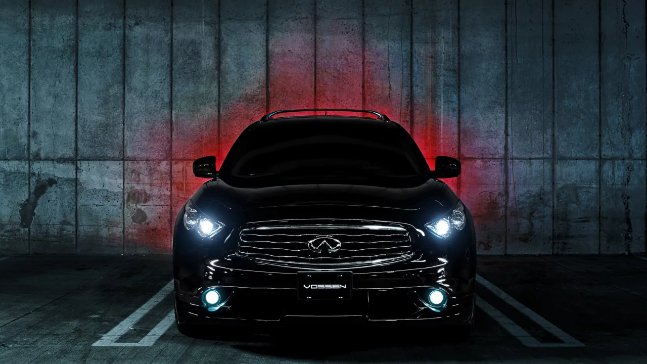 инфинити, vossen, infiniti, black, парковка, front, fx 35 s