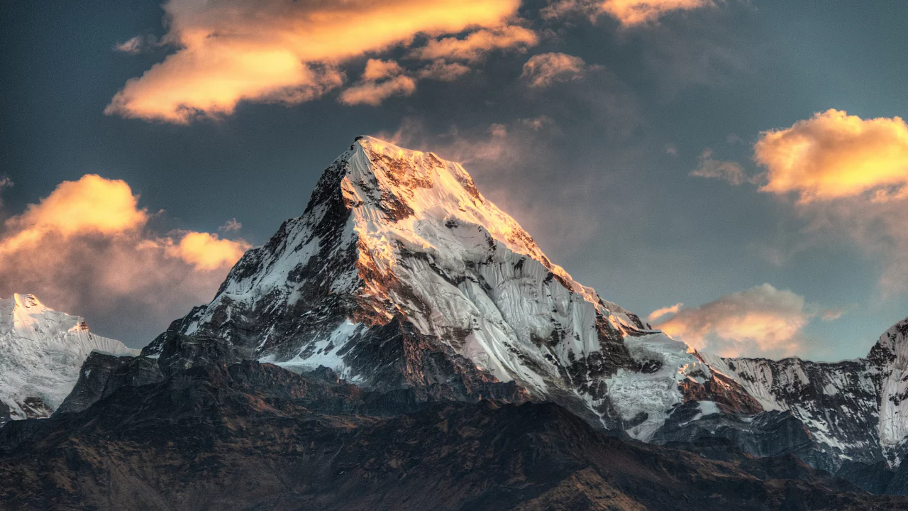вершина, гора, nepal, снег, poon hill