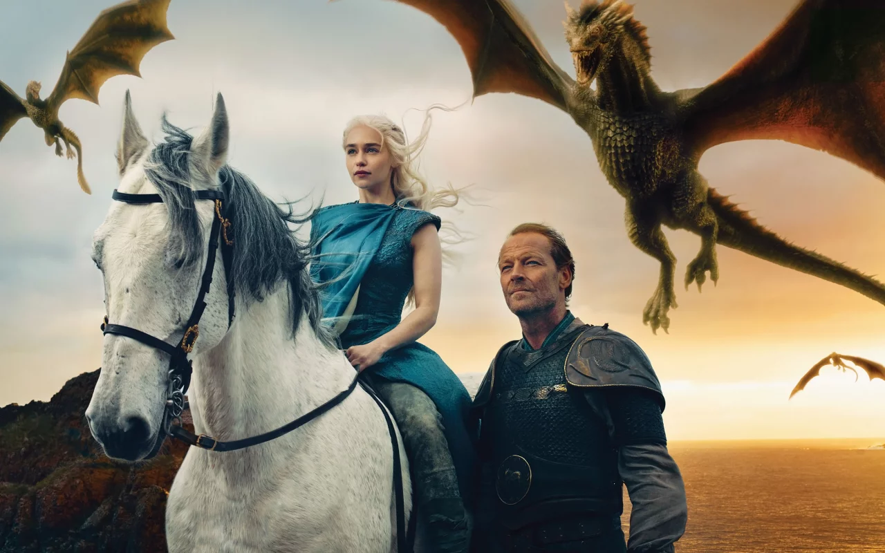 драконы, game of thrones, daenerys targaryen, jorah mormont, iain glen, emilia clarke