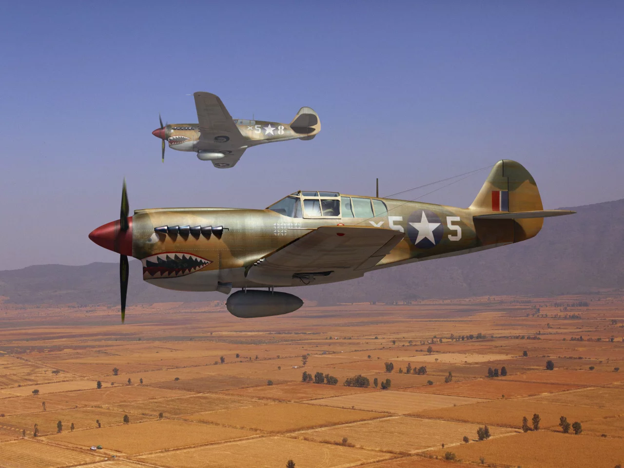 арт, небо, curtiss p-40, кёртисс p-40, &amp;quot;tomahawk&amp;quot;
