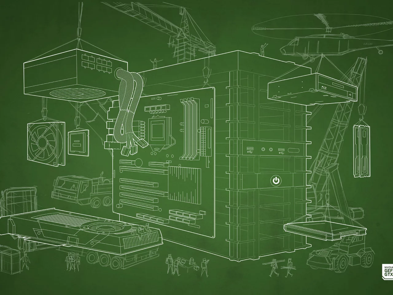 nvidia, geforce, gtx, diy blueprint wallpaper