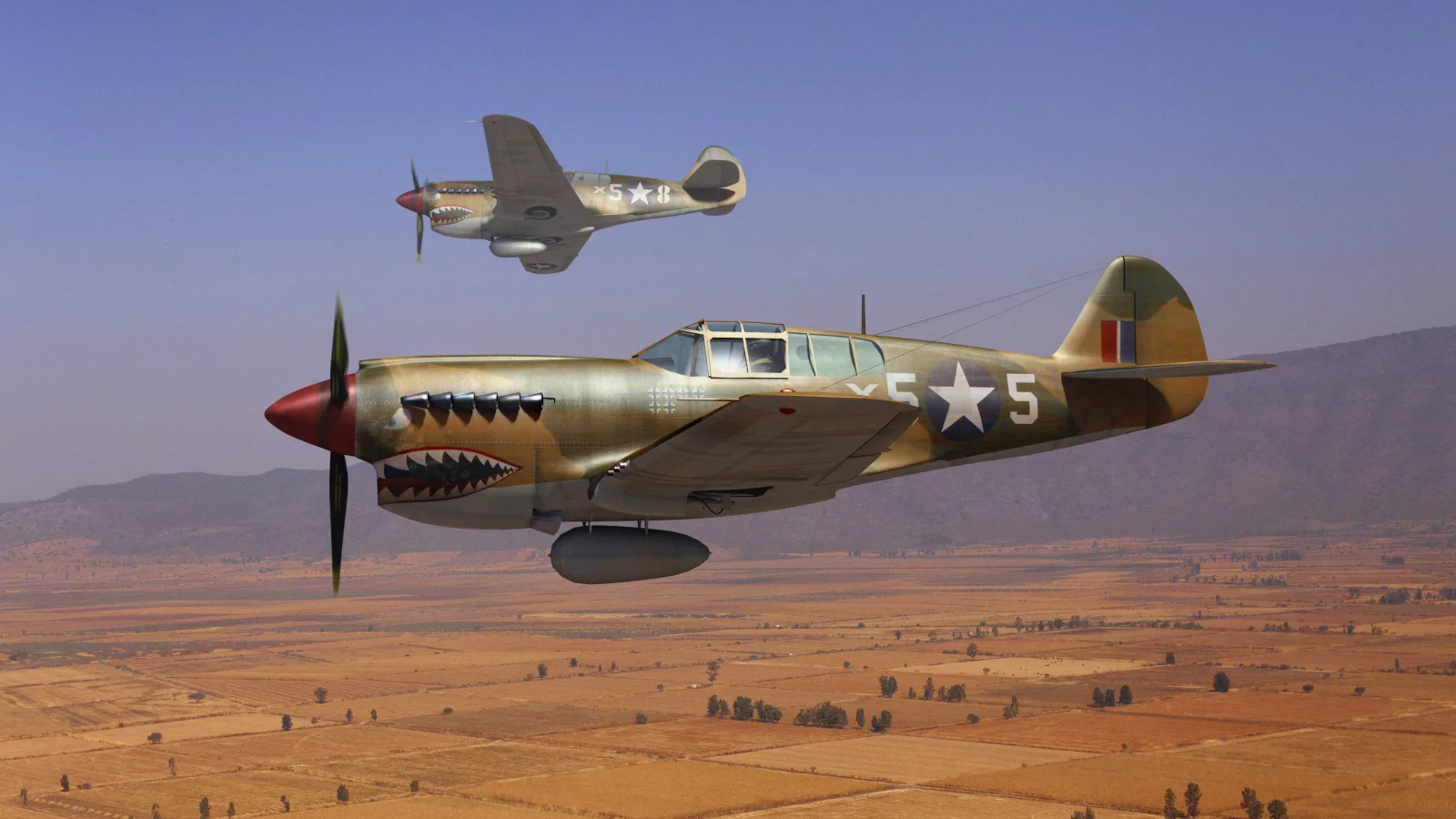 арт, небо, curtiss p-40, кёртисс p-40, &amp;quot;tomahawk&amp;quot;