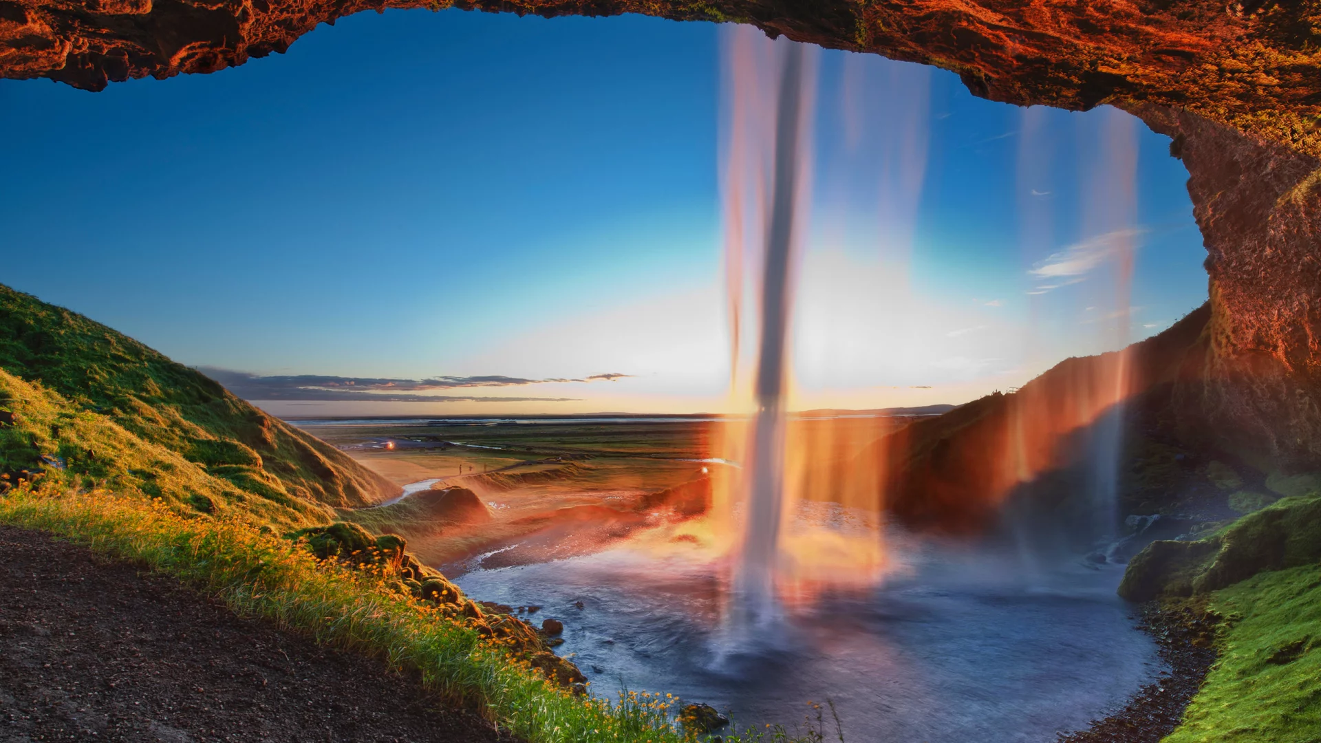 seljalandsfoss, водопад, исландия, селйяландсфосс, вечер