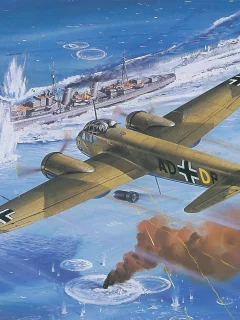 немецкий, самолёт, война, юнкерс, небо, арт, ю-88