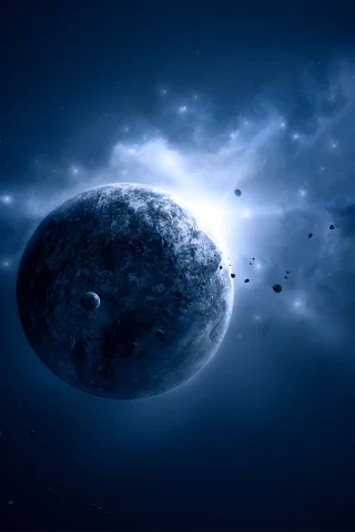 light blue, sci fi, planet