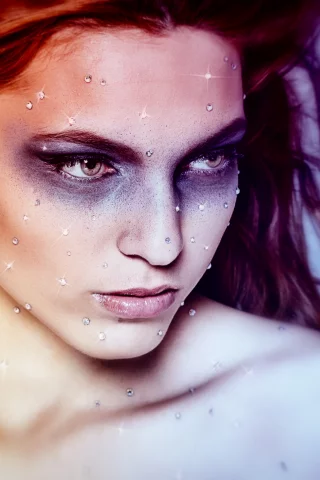 макияж, портрет, девушка, sparkling, стразы