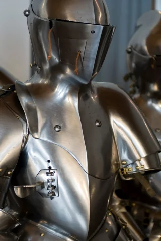 full armor of battle, helmet, metal