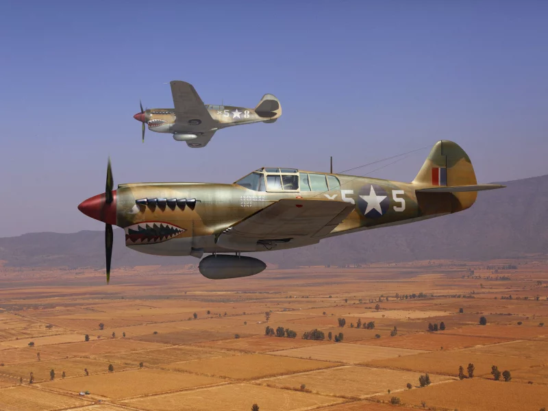 арт, небо, curtiss p-40, кёртисс p-40, &amp;quot;tomahawk&amp;quot;