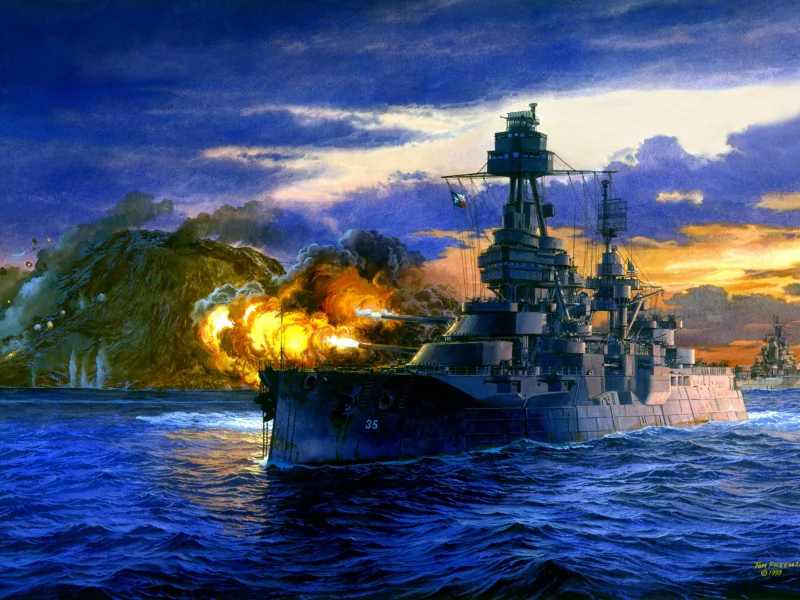флот, texas, линкор, painting, арт, pacific lone star, залповый
