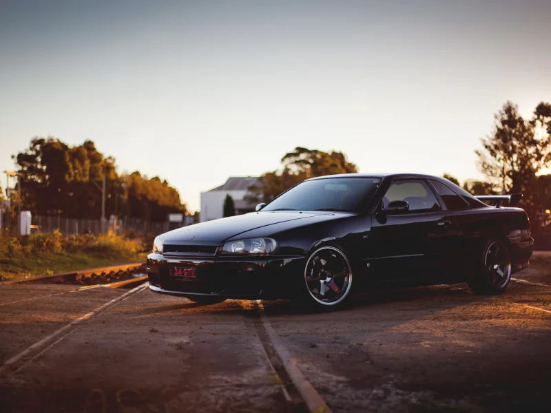 skyline, front, nissan, railroad, r34, black, gtr