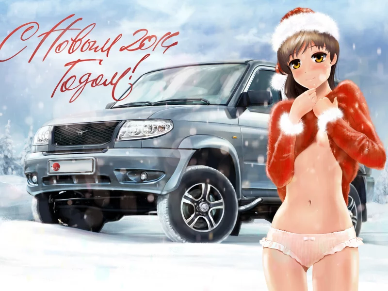 patriot, девушка, уаз, патриот, снег, с новым годом, uaz, 2014