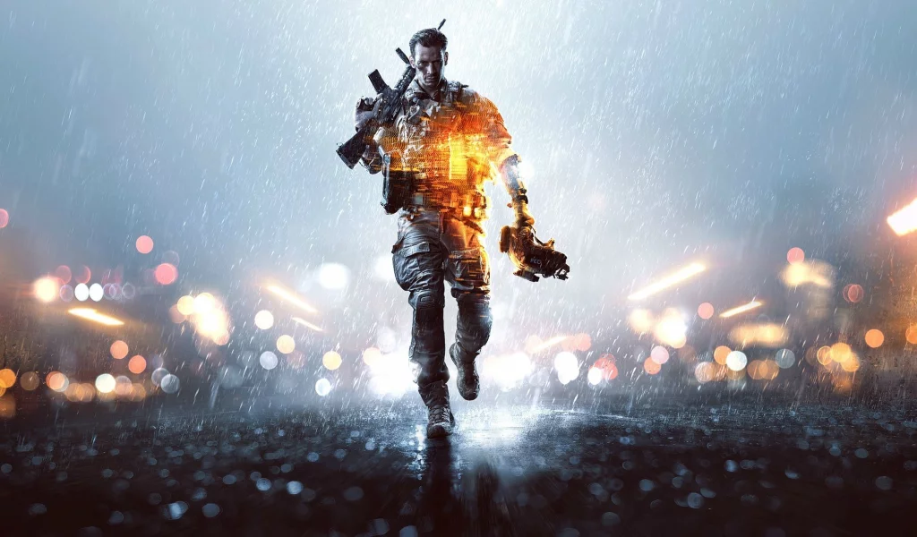 battlefield 4, экипировка, солдат, ходьба, оружие, bf4, дождь