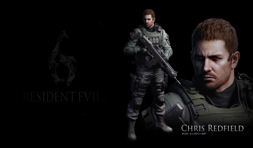 chris redfield, черный фон, обитель зла, крис редфилд, resident evil 6