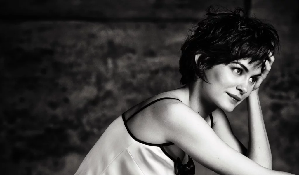 одри тоту, брюнетка, audrey tautou, черно-белая