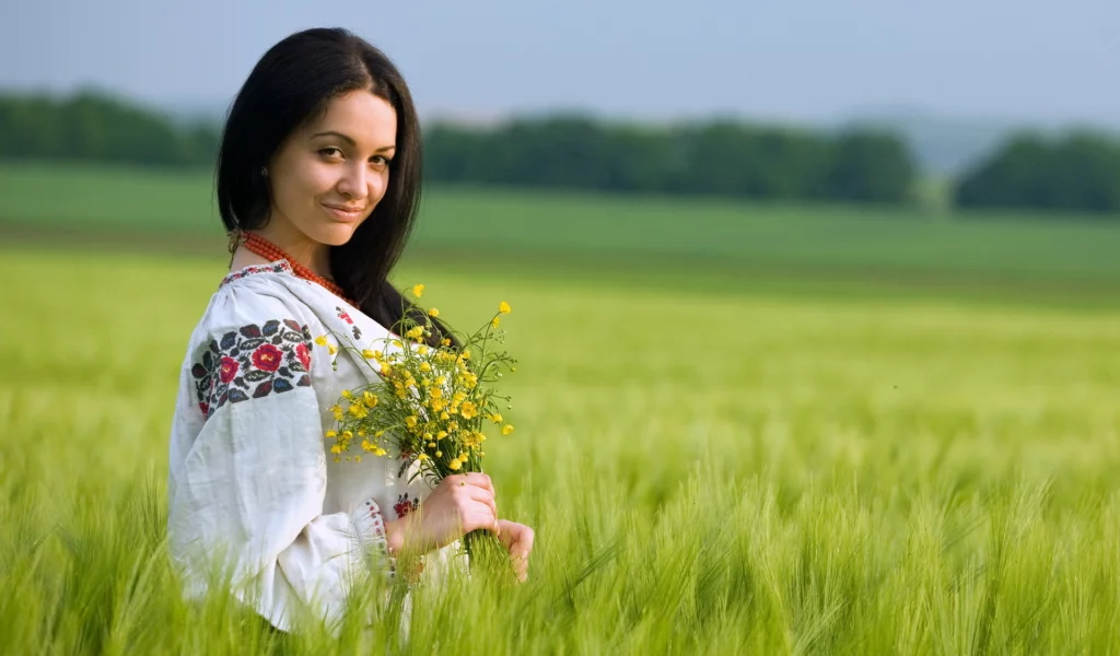 поле, лето, цветы, девушка