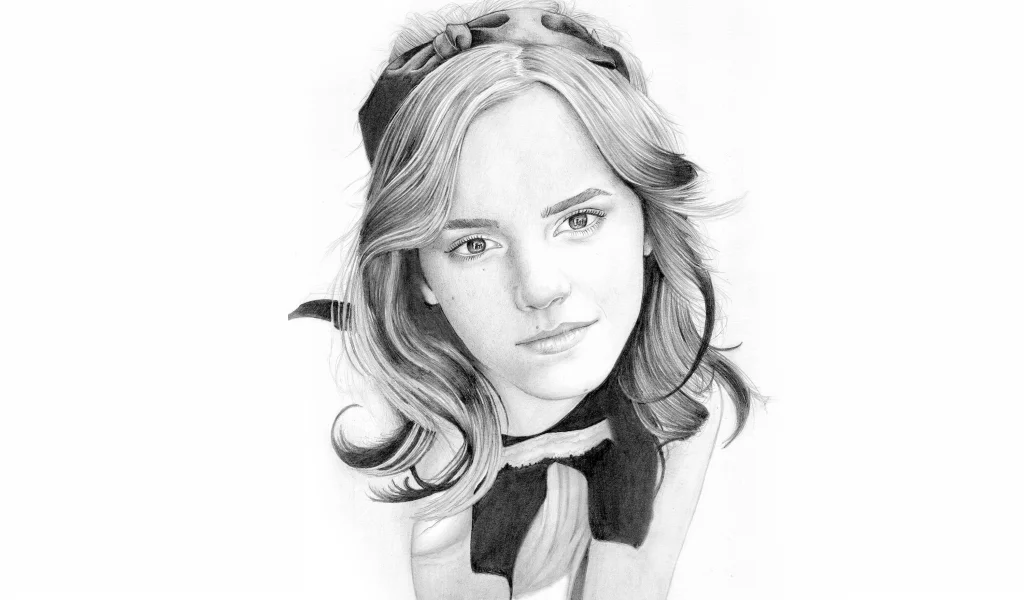 рисунок, карандаш, emma watson, портрет