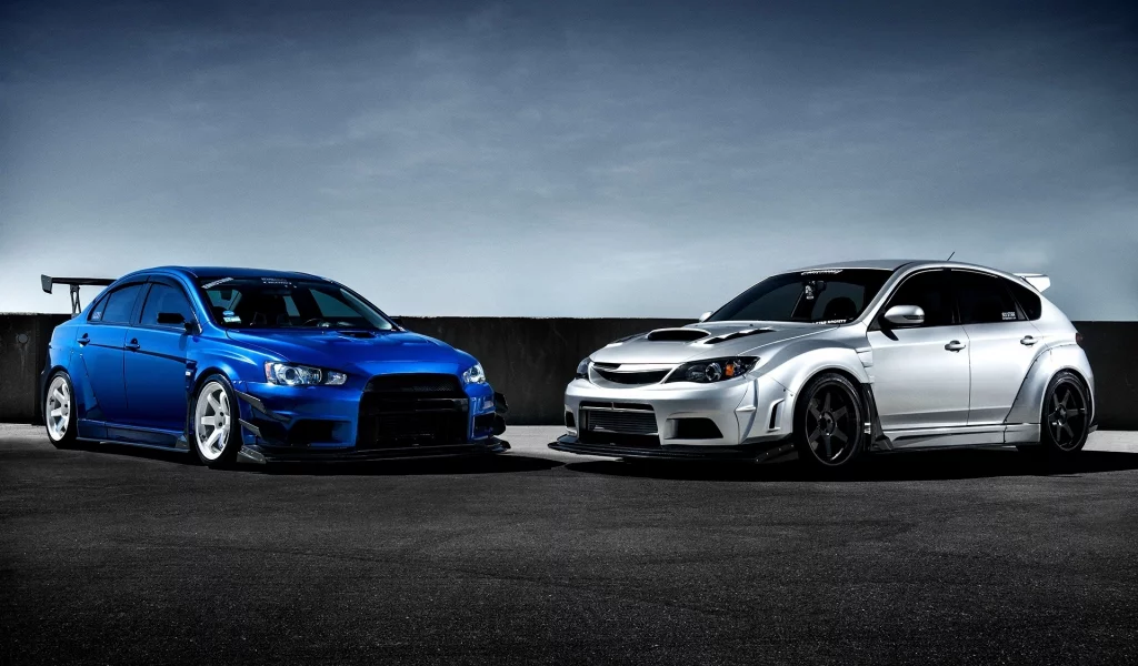 x, impreza, 10, race car, sti, silvery, front, subaru, lancer, evolution, mitsubishi, blue