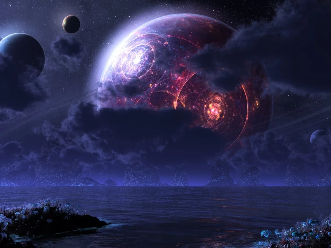 flowers, fantasy, planets, sci fi, landscape
