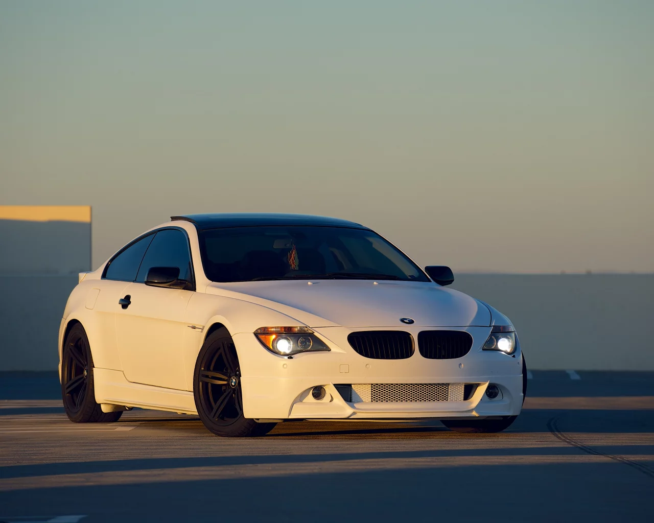 e63, бмв, m6, sunset, белый, закат, вид спереди, white, bmw