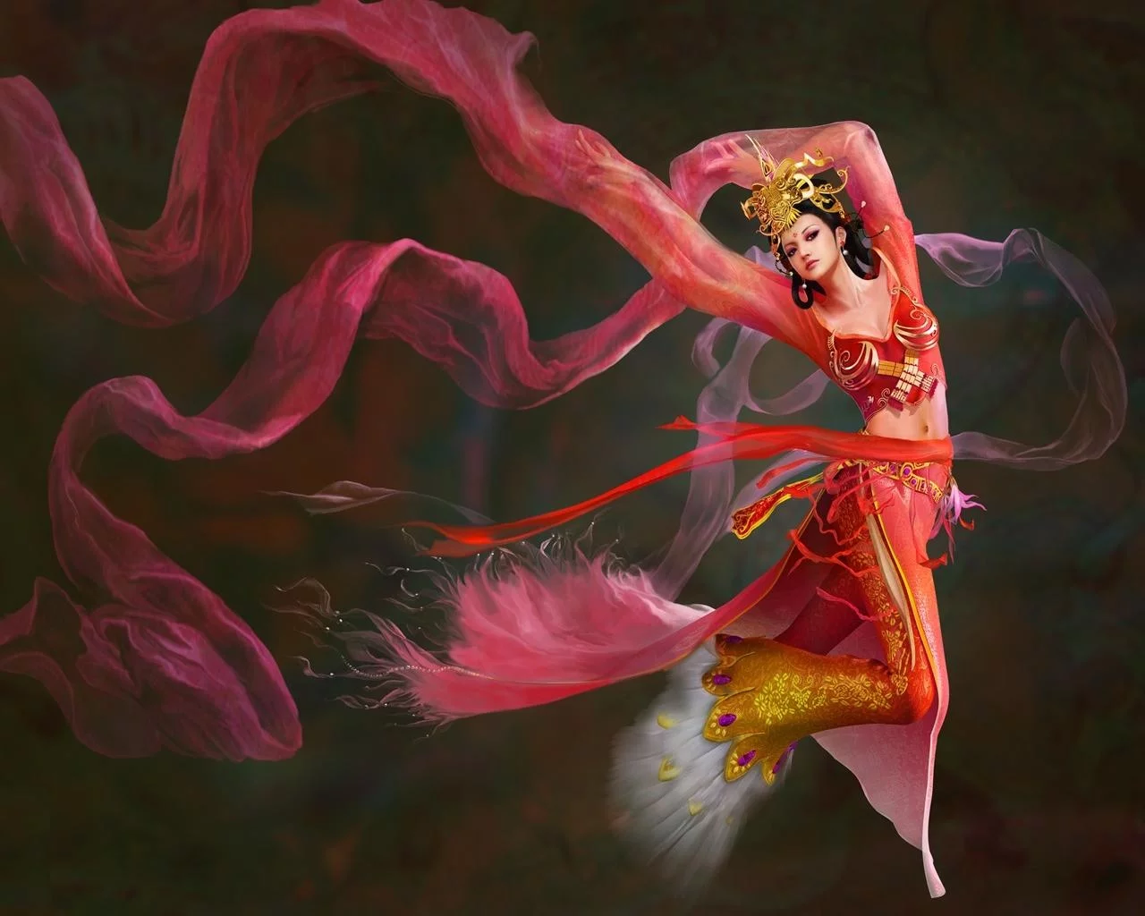 танец, девушка, diao chanii, ветер, фентези