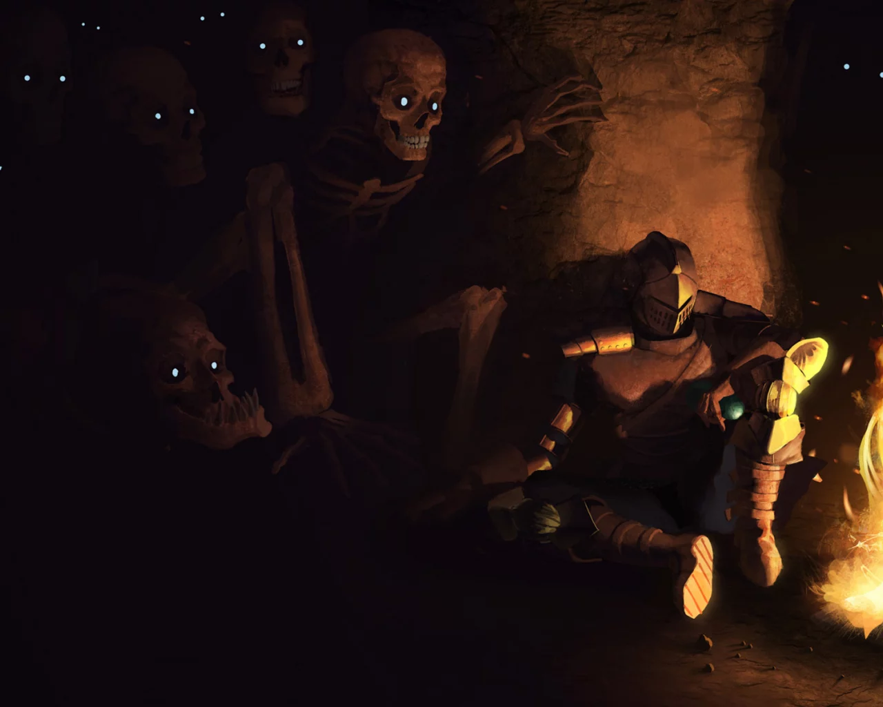 доспех, воин, меч, скелеты, нежить, dark souls, тьма, арт