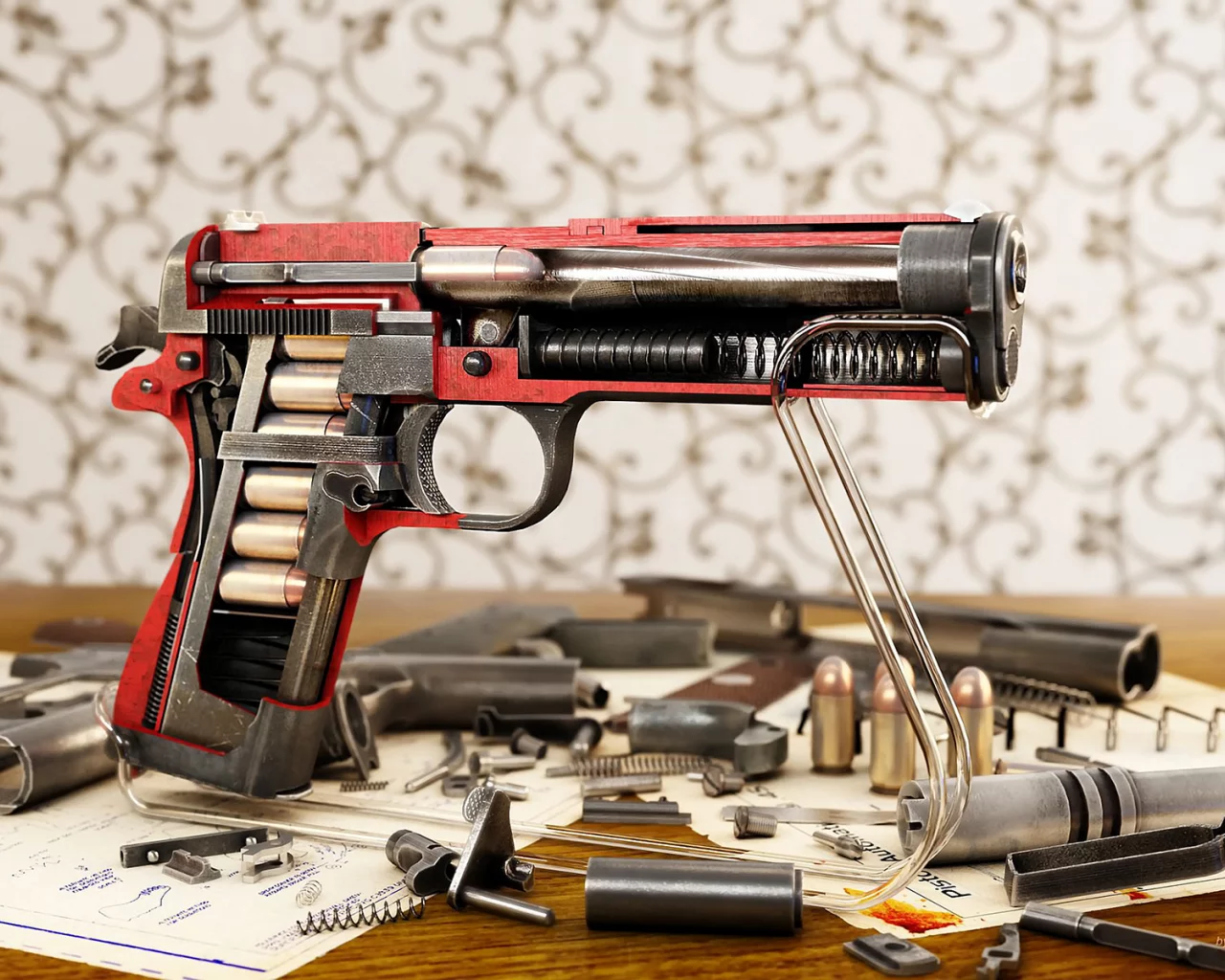 colt cutaway, alexander iartsev, патроны, детали, кольт в разрезе, m1911