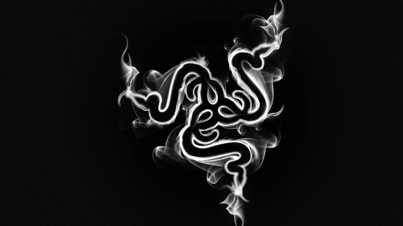 smoke, hi-tech, дым, black, минимализм, логотип, razer