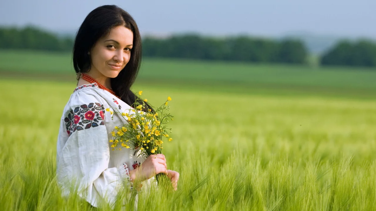 поле, лето, цветы, девушка