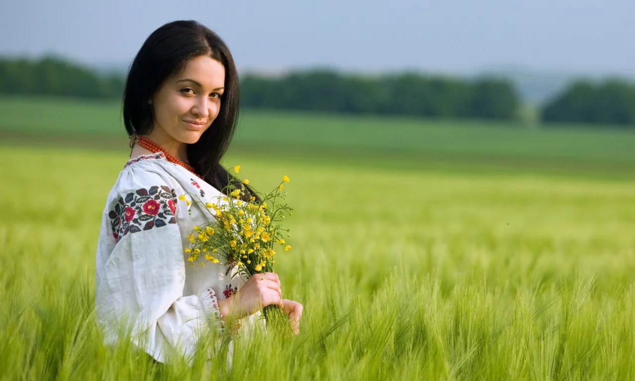 поле, лето, цветы, девушка