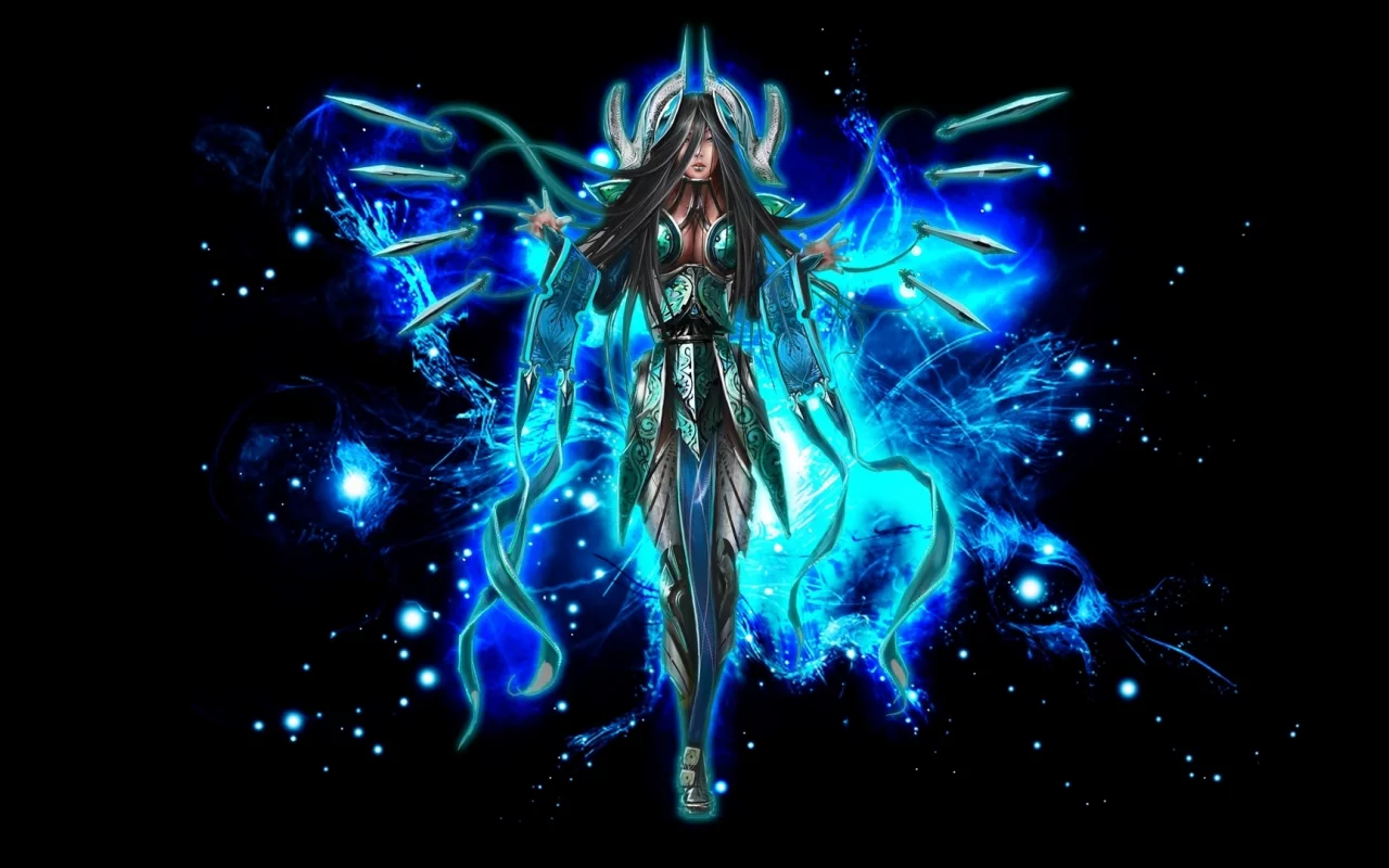 девушка, league of legends, оружие, игра, доспехи, воин