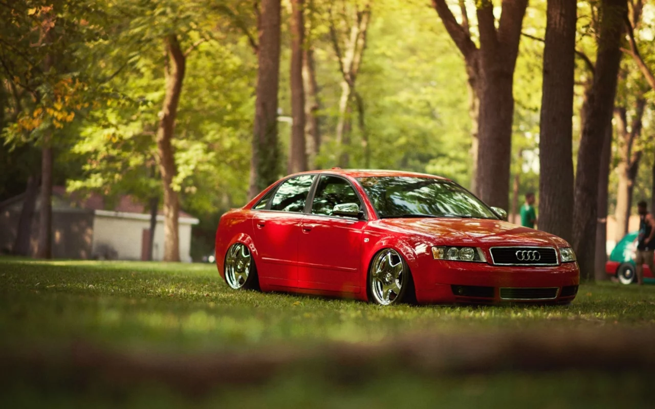 тюнинг, audi, a4, красный, ауди