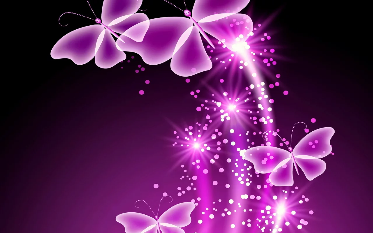sparkle, abstract, purple, неоновые, glow, бабочки, neon, butterflies
