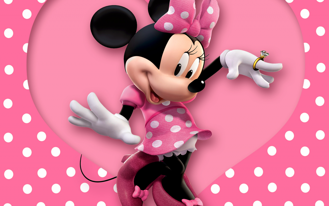 disney, mouse, cartoon, heart, minnie, polka dots, pink