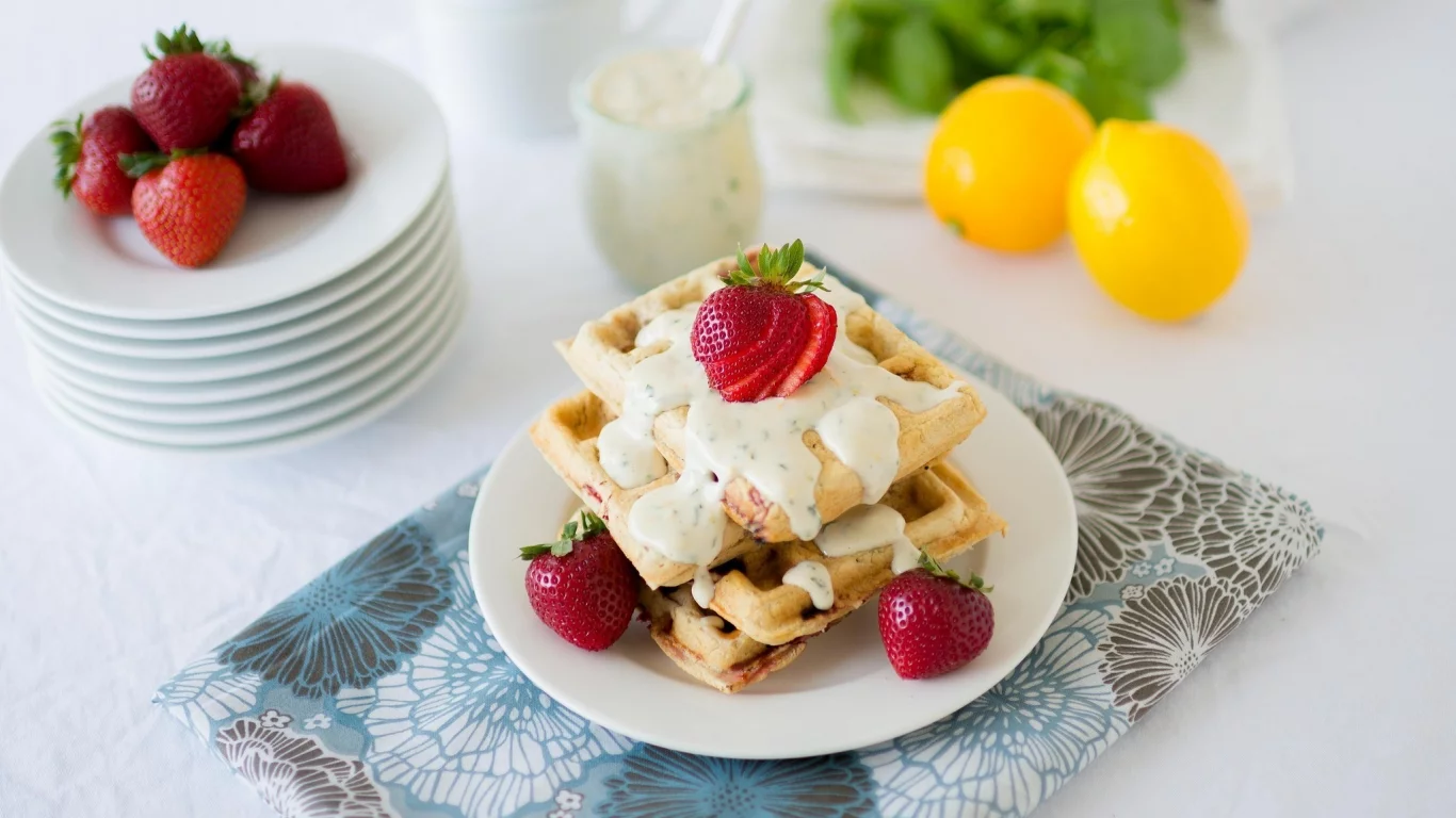 еда, dessert, вафли, сладкое, десерт, клубника, ягода