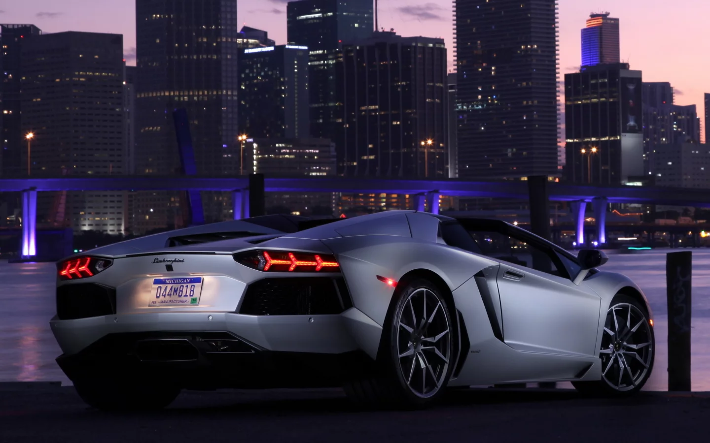 задок, небо, lamborghini aventador, огни, lp700-4, автомобиль, roadster