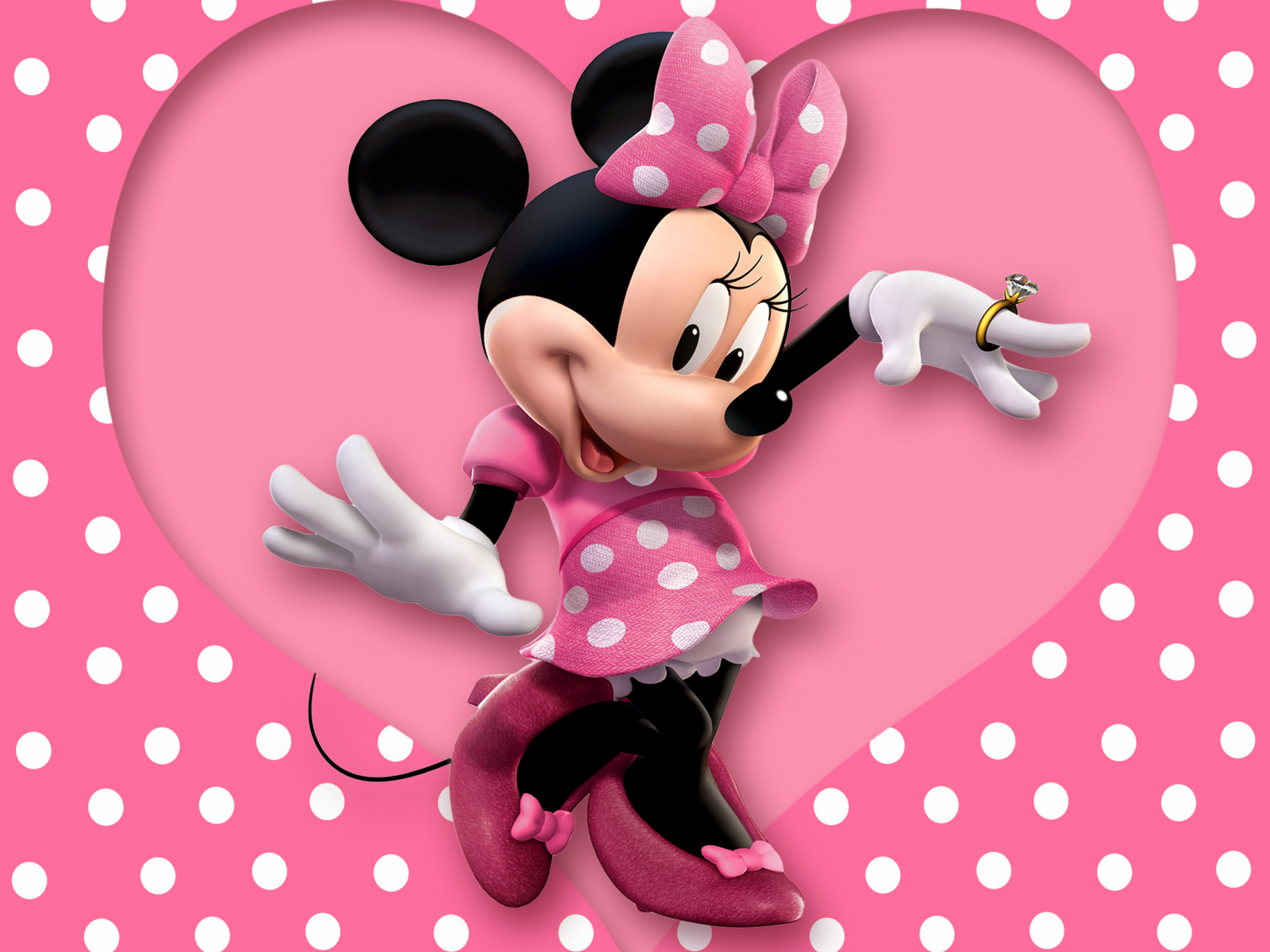 disney, mouse, cartoon, heart, minnie, polka dots, pink