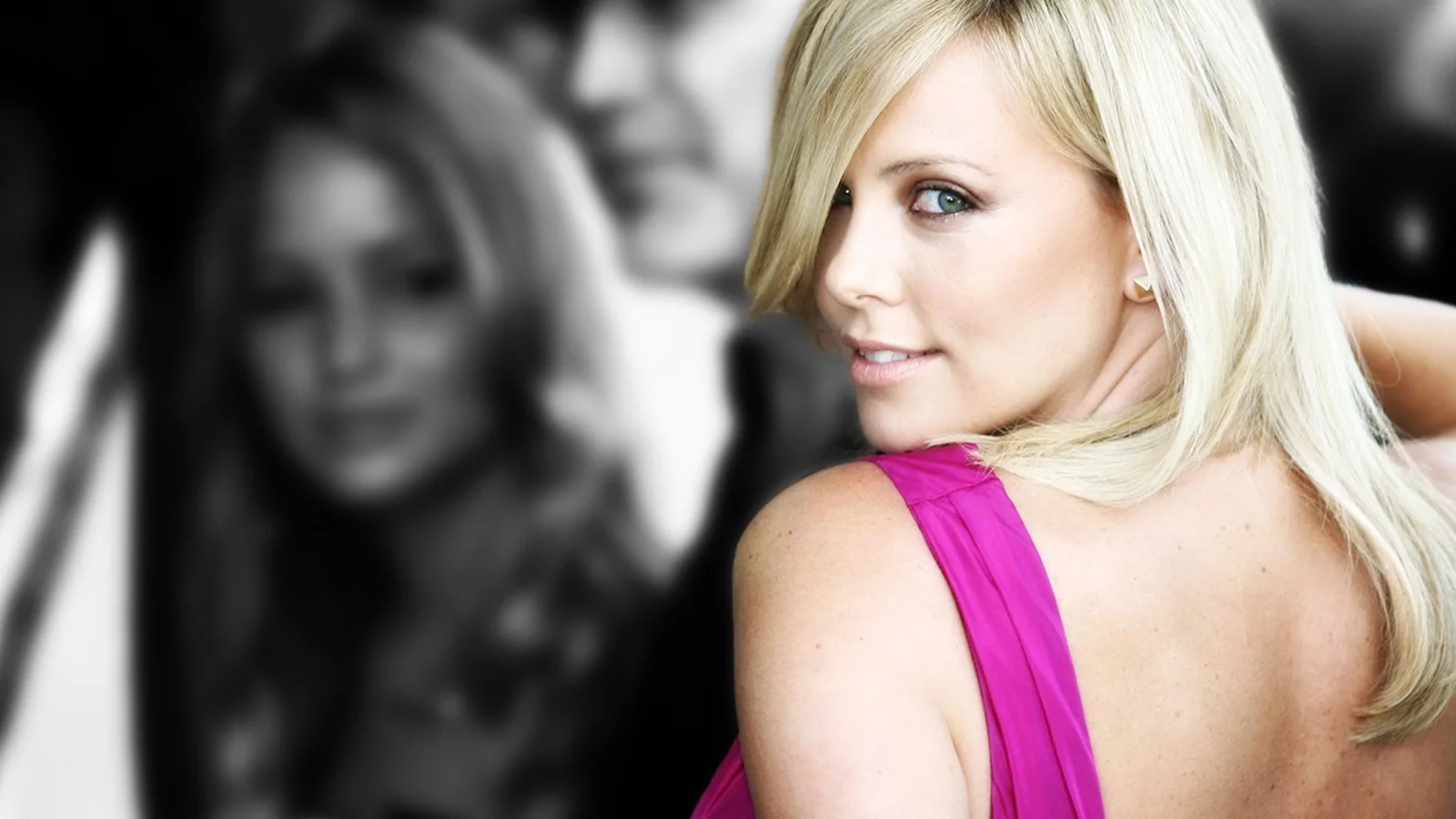 взгляд, актриса, charlize theron, плечо