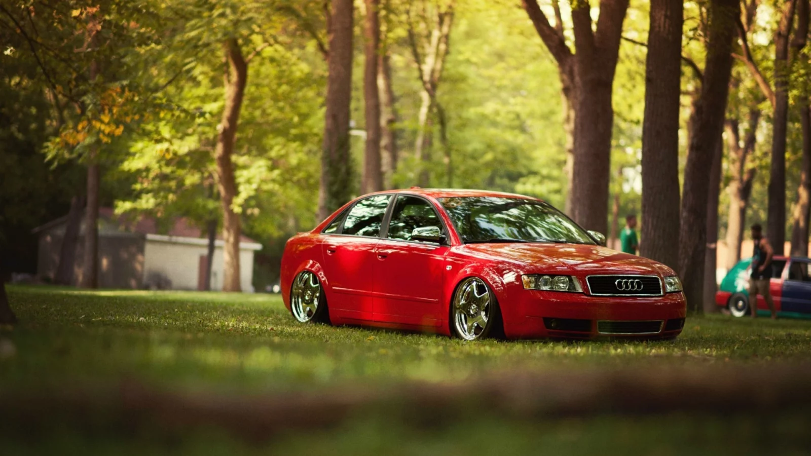 тюнинг, audi, a4, красный, ауди