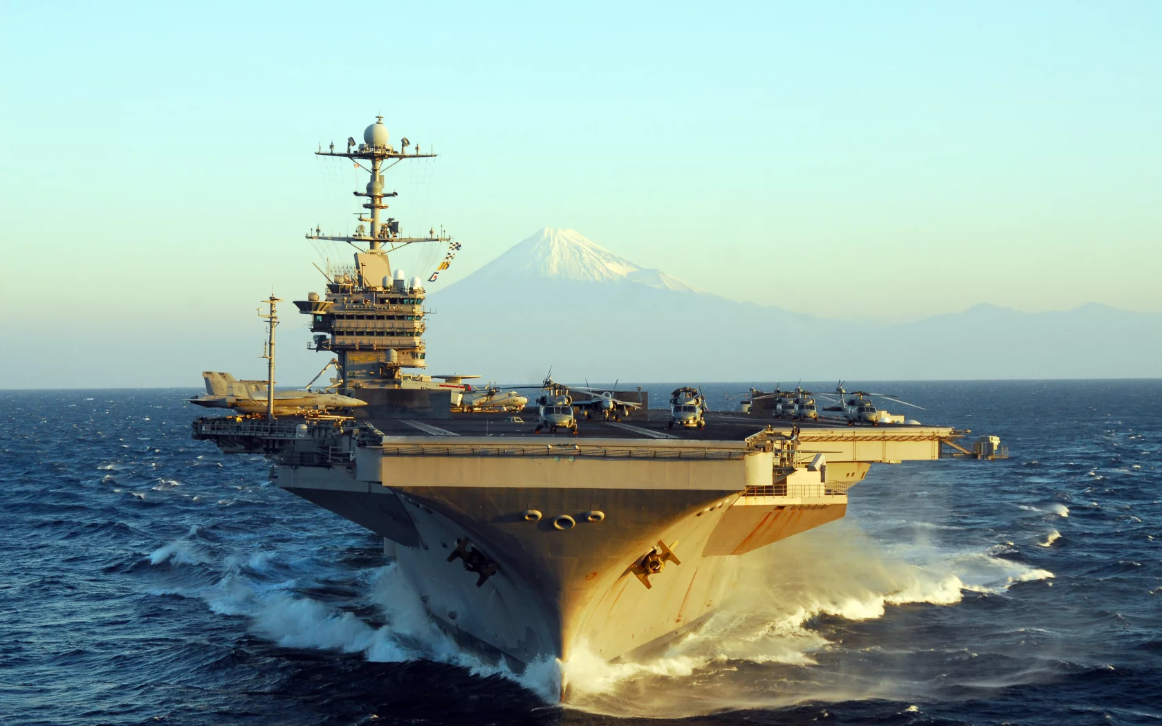 море, uss, (cvn-73), волны, типа _нимиц_, авианосец, george washington