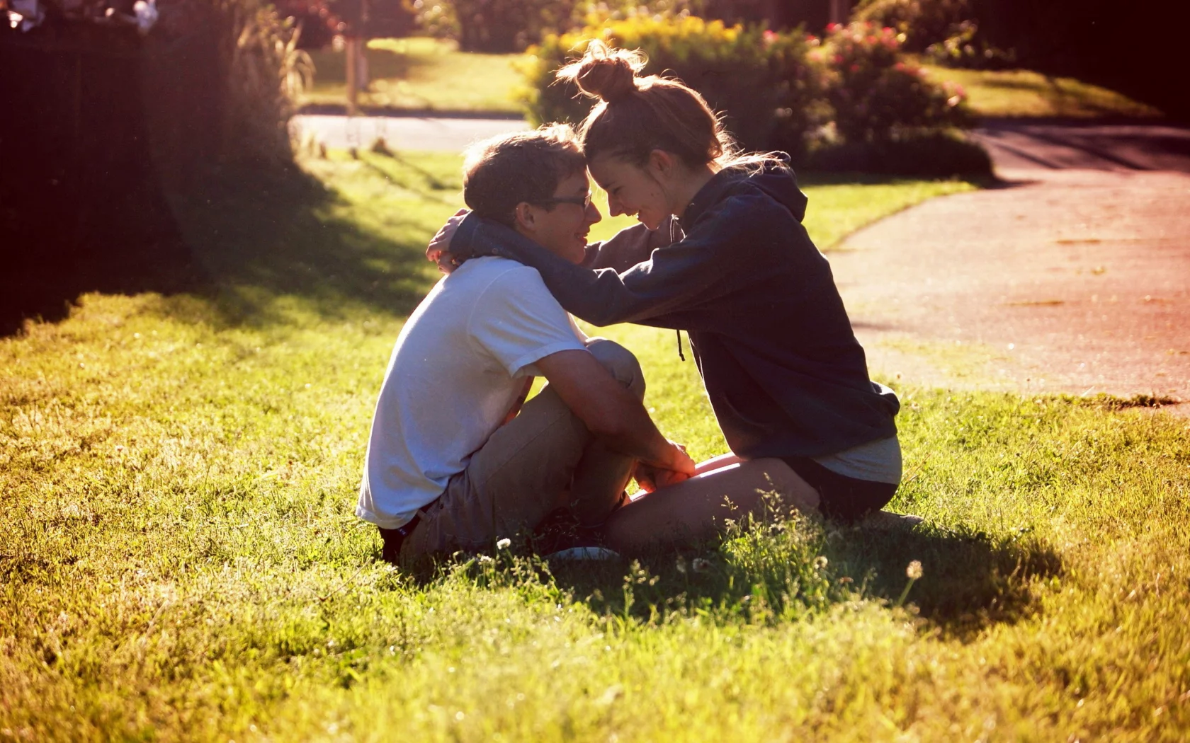 lovers, in love, boy and girl, grass
