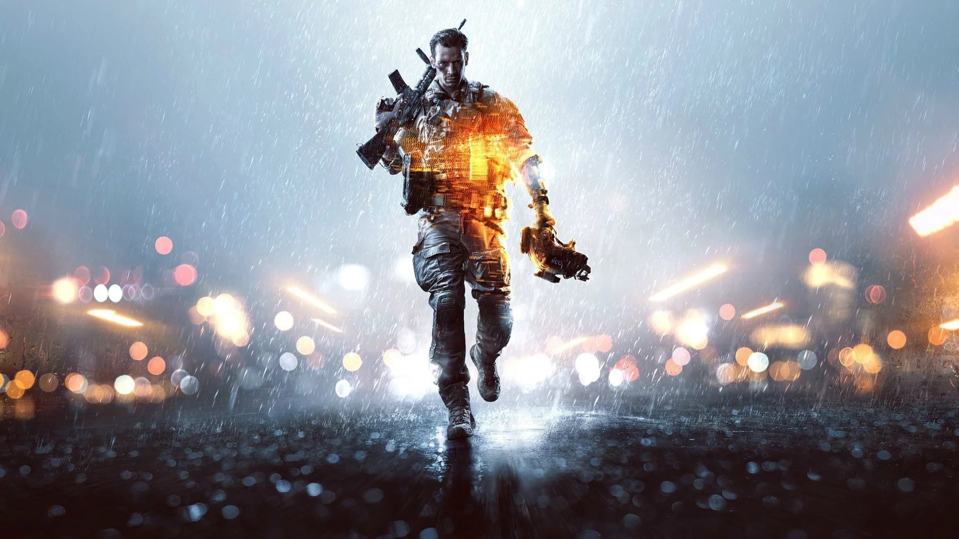 battlefield 4, экипировка, солдат, ходьба, оружие, bf4, дождь